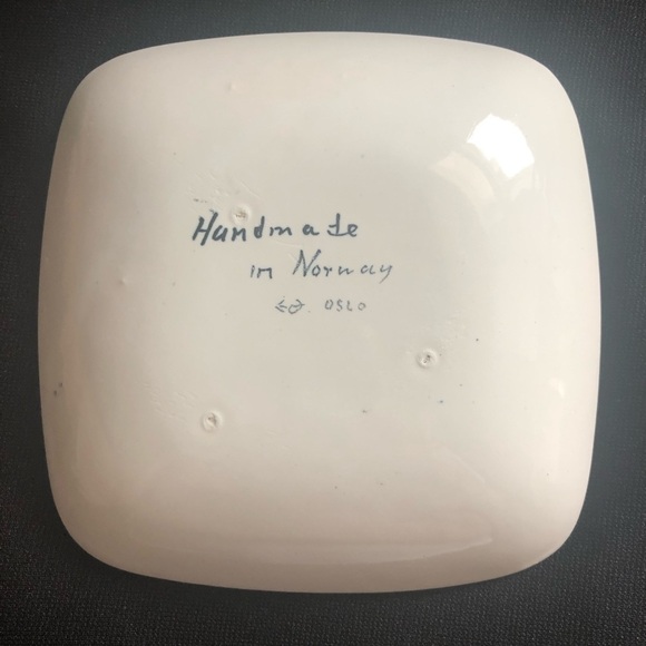 Vintage MCM Handmade Pottery Trinket Dish Plate Made in Norway - Oslo - Picture 2 of 8